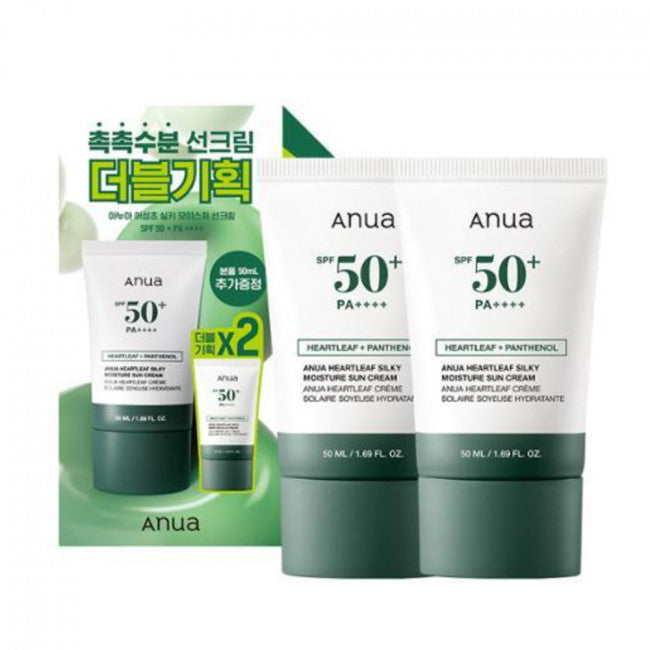 [ANUA] Heartleaf Silky Moisture Sun Cream Double Set - 1set (50ml x 2pcs)